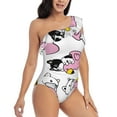 thumbnail image 5 of Balery French Bulldog Duck One Shoulder Swimsuits for Women Ruffle Swimsuits Tummy Control One Shoulder Bathing Suits-X-Large, 5 of 8