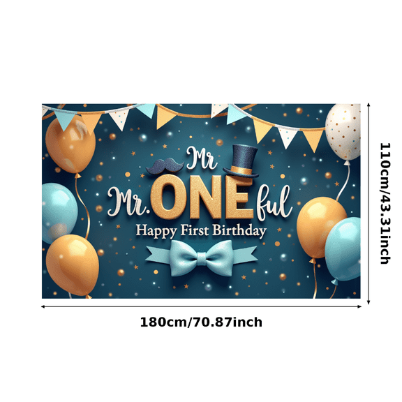 Decorative Design Happy First Birthday Mr ONEful Banner Colorful Theme Balloon Decoration for Kids Party Indoor Decoration Photo Shoot