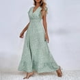 thumbnail image 5 of Oplxuo Summer Floral Maxi Dress for Women 2025 Vacation Ruffle Sleeve V Neck Wrap Spring Beach Wedding Guest Dresses, 5 of 6