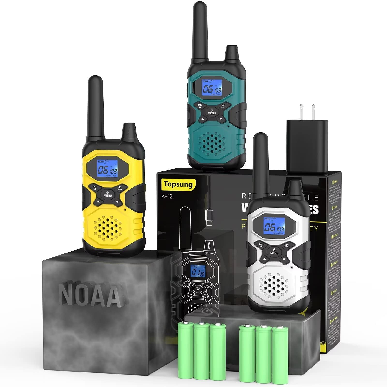 Long Range Walkie Talkies Rechargeable Walkie Talkies for Adults 3 Pack