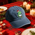 thumbnail image 3 of Christmas Hats for Men Women, Adjustable Embroidered Christmas Baseball Cap, Frog with Santa Hat Pattern (Blue), 3 of 7