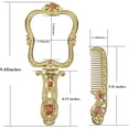 thumbnail image 2 of Nerien Vintage Rose Metal Mirror Comb Set Antique Hand Held Vanity Mirror Comb Set Gold, 2 of 7