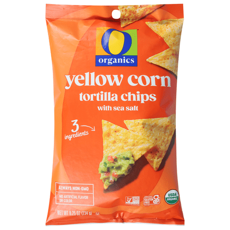 O O Yellow Corn Tortilla Chips USDA Organic, With Sea Salt, 8.25 oz