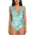 thumbnail image 2 of Yiaed Blue Marble Print Women's Ruffled One Piece Swimsuit V Neck Swimwear Slimming Monokini for Woman-XX-Large, 2 of 8