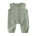 thumbnail image 1 of Barboteuse Sans Manches pour Bébés Filles Garçons à Carreaux avec Boutons Combinaison une Pièce, 1 of 6