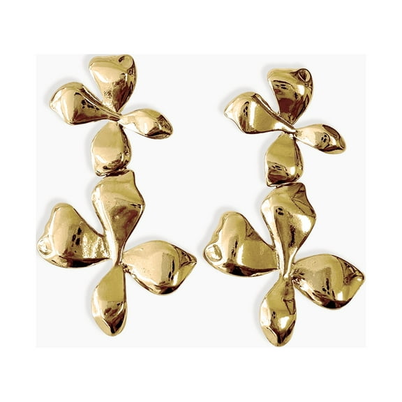 sanctuaire Statement Dual Flower Drop Earrings