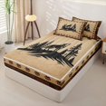 thumbnail image 2 of Manfei Vintage Wolf Checkered Zipper Full Size Comforter Sets with Fitted Sheet and 2 Pillowcases,Retro Pine Grid Zipper Bedding Set,Brown,Black Reversible,4pcs, 2 of 8