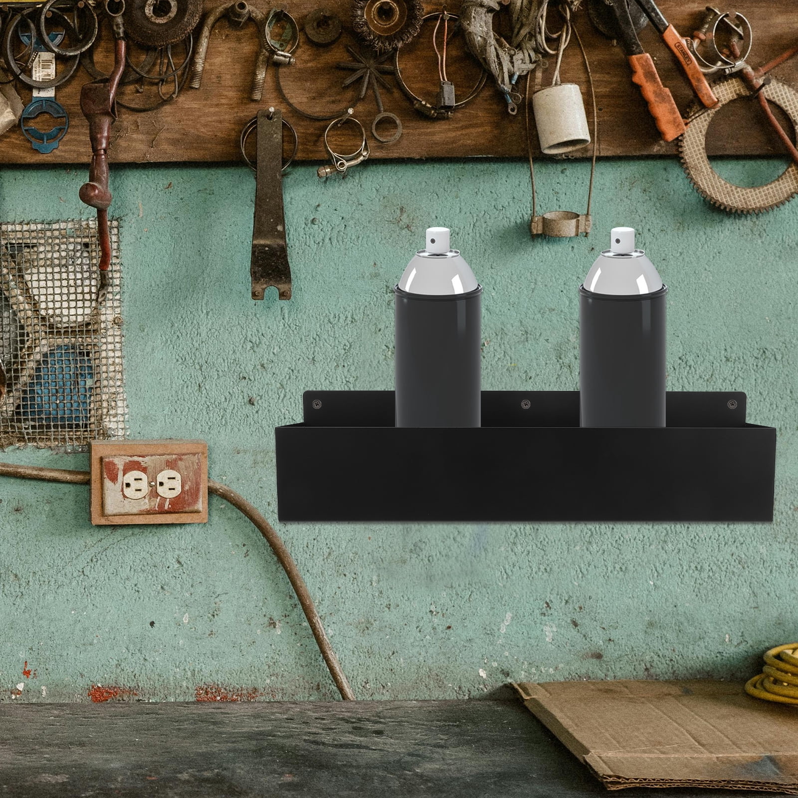 MINLIXIN Wall Mounted Spray Can Holder Spray Bottle Organizer for Garage Aerosol Can Storage Rack Workshop Storage Shelf Metal Spray Bottle Holder for Home Tool Storage