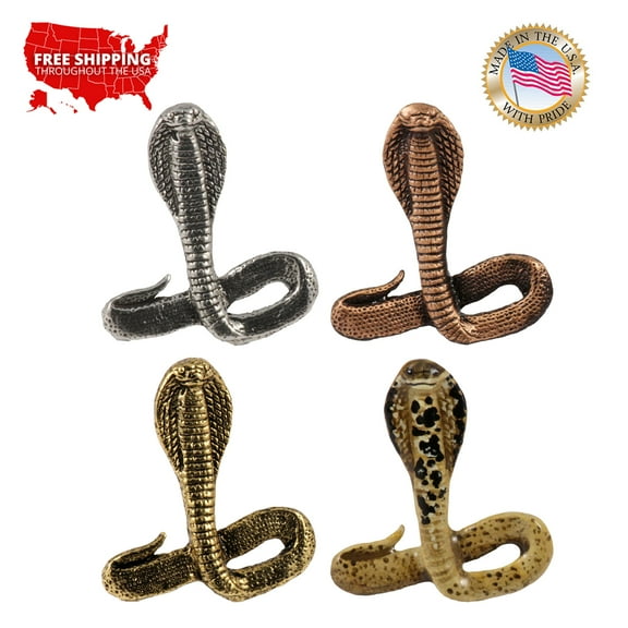 Cobra Snake Pin, Reptile, King, Pewter, Hat, Lapel, Brooch, Pins, Made in USA, Over 20 Reptiles Designs Available. Creative Pewter Designs. A077