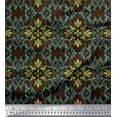 thumbnail image 1 of Soimoi Brown Moss Georgette Fabric Moroccan Damask Fabric Prints By Yard 42 Inch Wide, 1 of 3