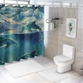 thumbnail image 7 of Shiartex Blue Shower Curtain,Teal Shower Curtain,Whale Shower Curtain for Bathroom with Nautical Mountain Shower Curtain Ocean Sea Shower Curtains Sets Machine Washable Waterproof Modern White, 7 of 7