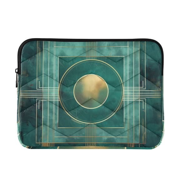 JIALIOU Laptop Sleeve Case with Zipper 13-13.3/15-16 Inch Compatible with MacBook HP Lenovo Dell ASUS Acer, Abstract Teal Geometric