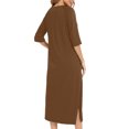 thumbnail image 4 of Women Nightgown Clearance Women Robes Zipper Front Short Sleeve Full Length Housecoat Loose Loungewear Pajamas with Pockets New Brown XL, 4 of 6