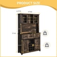 thumbnail image 4 of VanAcc Bar Cabinet with Sliding Barn Door & LED Lights, 72" Coffee Wine Buffet Sideboard with Drawers & Wine Bottle Rack, Kitchen, Dark Rustic Oak, 4 of 9