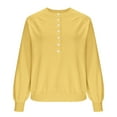 thumbnail image 6 of Womens Baggy Sweaters with Buttons Lantern Long Sleeve Trendy Pullover Knit Tops Soft Casual Fall Jumpers Knitwear (XL, Yellow), 6 of 7