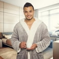 thumbnail image 2 of Ross Michaels Mens Robe Big & Tall with Hood - Long Plush Sherpa Lined Fleece Bathrobe (Gray, XX-Large), 2 of 6
