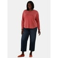 thumbnail image 4 of Terra & Sky Women's Plus Size Textured Scoop Neck Top with Long Sleeves, Sizes 0X-4X, 4 of 5