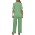 thumbnail image 5 of Qylux Women's Pajama Set Short Sleeve Adjustable Long Pants Sleepwear Set Soft Two Piece Matching Set with Pockets,Light Green,S, 5 of 9