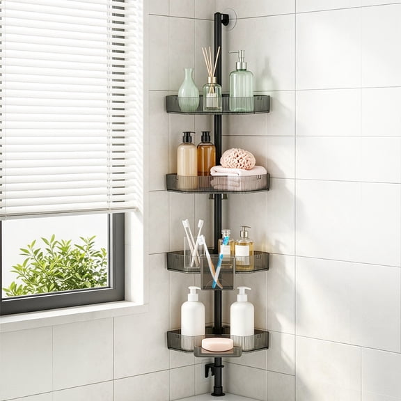 GARITIN 4-Tier Corner Shower Caddy, Bathroom Corner Storage Shelf, Wall Mount Shower Organizer for Shower & Bathtub Corner