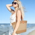 thumbnail image 7 of Pleneal Straw Bag For Women, Summer Straw Beach Handbags Large Shoulder Purses Woven Tote Bag,White Stripes, 7 of 7