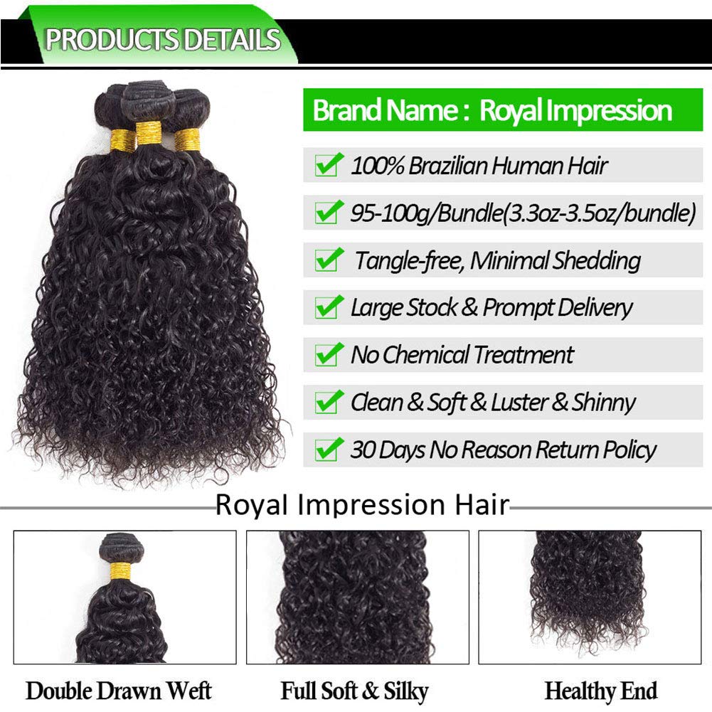 USTAR 100% Unprocessed Brazilian Remy Human Hair Weave Jerry Curly Natural Black Color #1B 3 Bundles - 10"12"14"