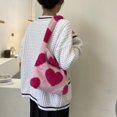 thumbnail image 4 of Yucurem Plush Underarm Bag Y2K Furry Purse Fluffy Tote Bag Autumn Winter Handbags for Women (Red Heart), 4 of 10