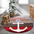 thumbnail image 3 of Round Rugs 4Ft, Nautical Anchor Round Area Rug Washable Indoor Throw Carpet, Red Brown Retro Gradient Wooden Grain Soft Non Slip Circle Rug for Kitchen Nursery Room Home Decor Aesthetic, 3 of 8