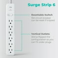 thumbnail image 2 of KMC Surge Protector Power Strip, 6-Outlet, 2-Pack, 4-Foot Braided Cord, 1080 Joules, Flat Plug, White, 2 of 7