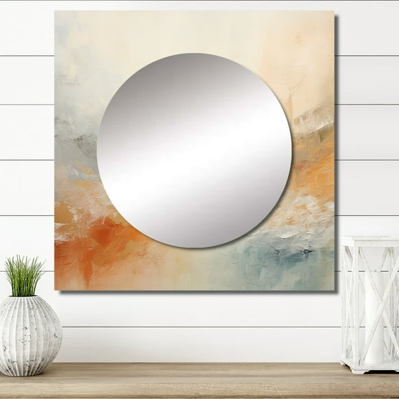 Designart "Abstract River in White, Blue, and Gold V" northern lights Beige Large Square Mirror - Square Bedroom Mirror Printed Wall Decor - Traditional Square Printed Wall Mirror Art
