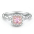 thumbnail image 3 of Pink Princess Cut AAA Cz Band Rings Womens 925 Silver Wedding Party Ring Sz 5-10, 3 of 8