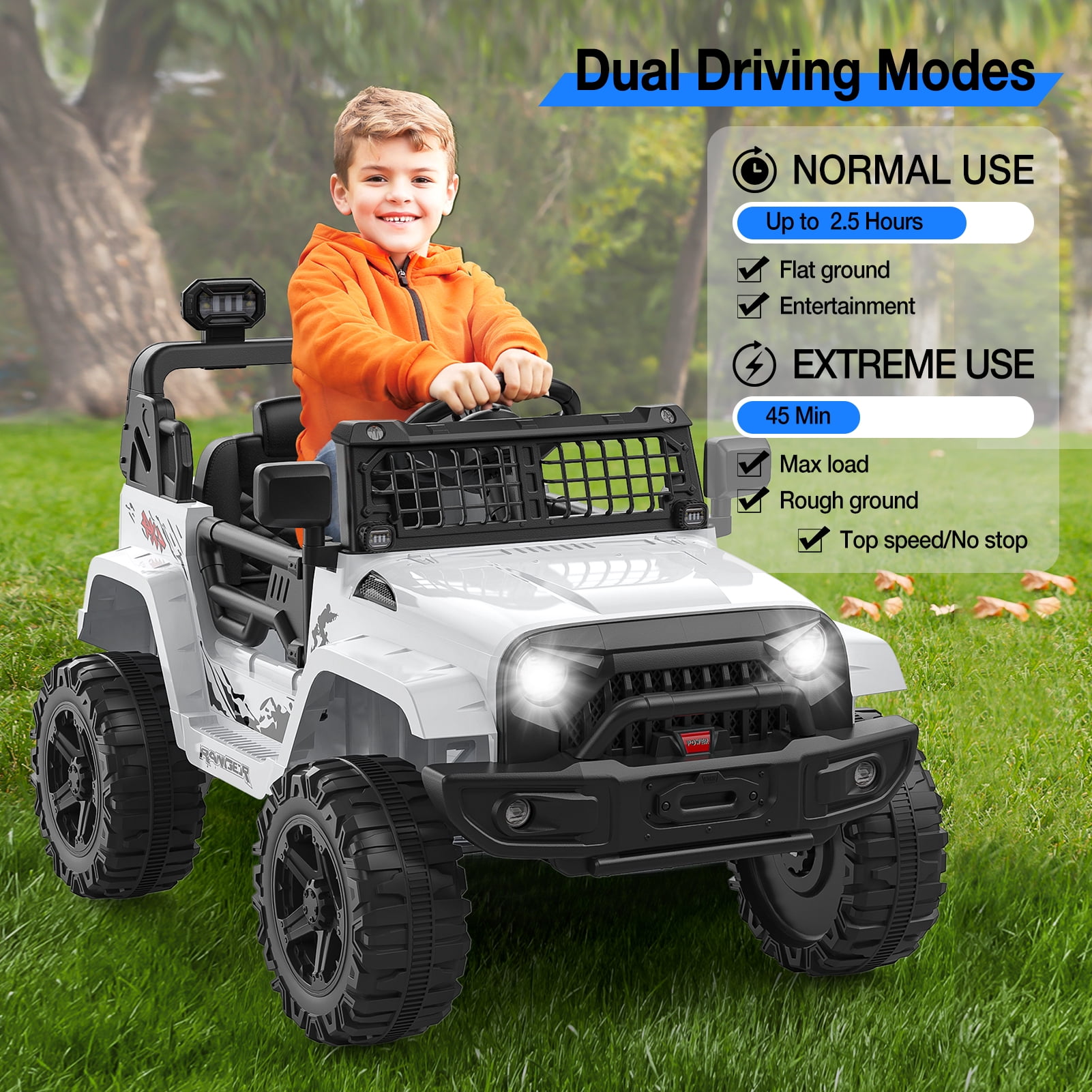 CazToi 12V Kids Ride On Truck Toddlers Battery Powered Electric Vehicle with Remote Control Ride On Toy Car for Boys Girls 3-8