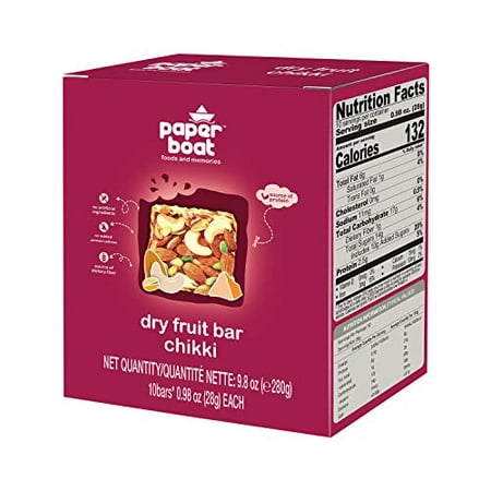 Paper Boat Dry Fruit Bar Chikki Source Of Protein Vegan No Preservatives No Added Colors Trans Fats Free Dairy Free (Pack Of 10 0.98Oz Each)