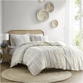 thumbnail image 4 of JERFIT Queen Full Duvet Cover Set 3PC, Chenille Tufted Geometric Print Bedding, 100% Cotton Reversible Comforter Cover with Ties & Buttons, OEKO-TEX Certified, Machine Washable, 4 of 10