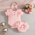 thumbnail image 2 of Paguaki Baby Girl Clothes Toddler Baby Girl Clothes 3 6 9 12 18 24 Months Summer Outfits Solid Short Sleeve Sweatshirt Tops +Romper Shorts Set, 2 of 9