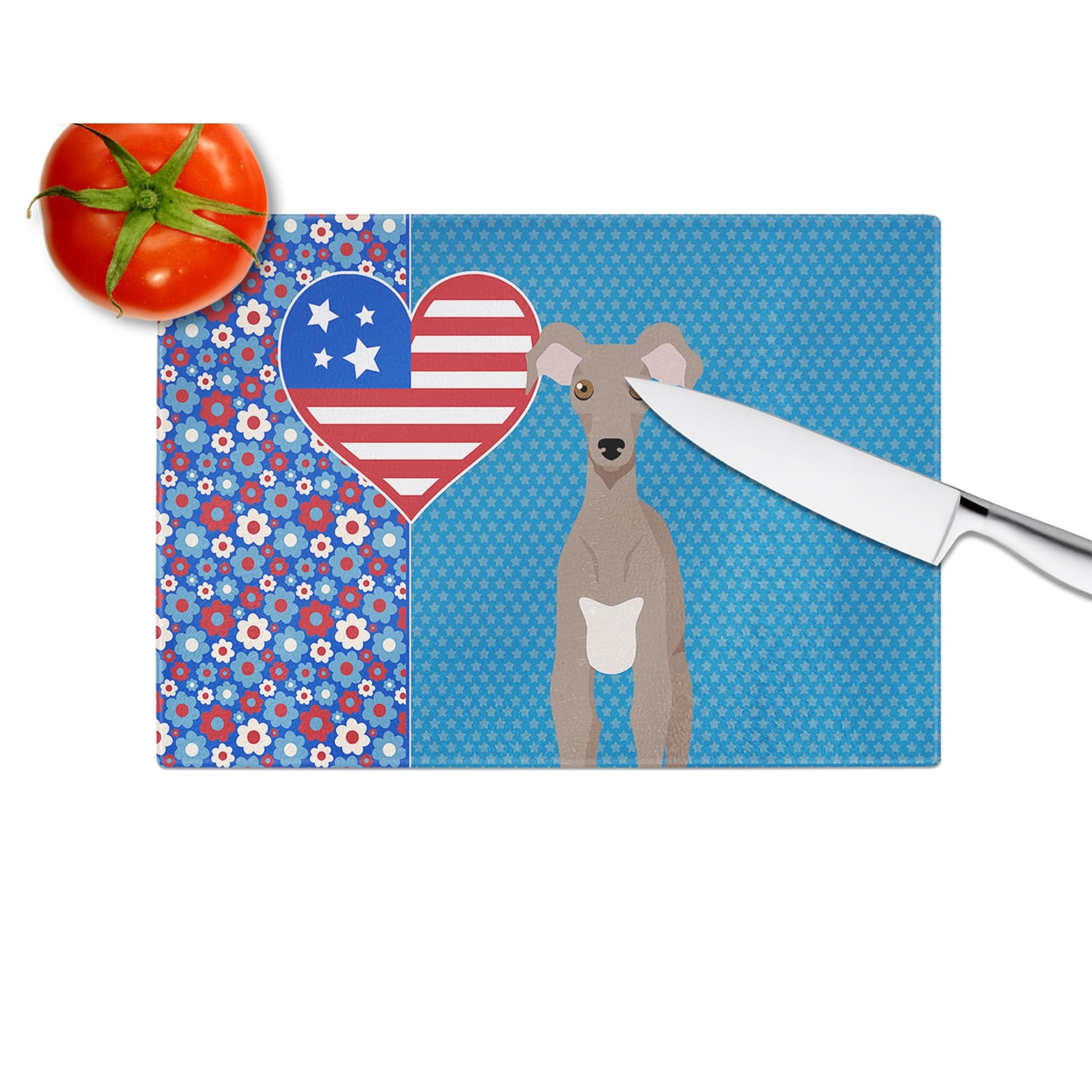 Fawn Italian Greyhound Glass Cutting Board Large 12 in x 15 in