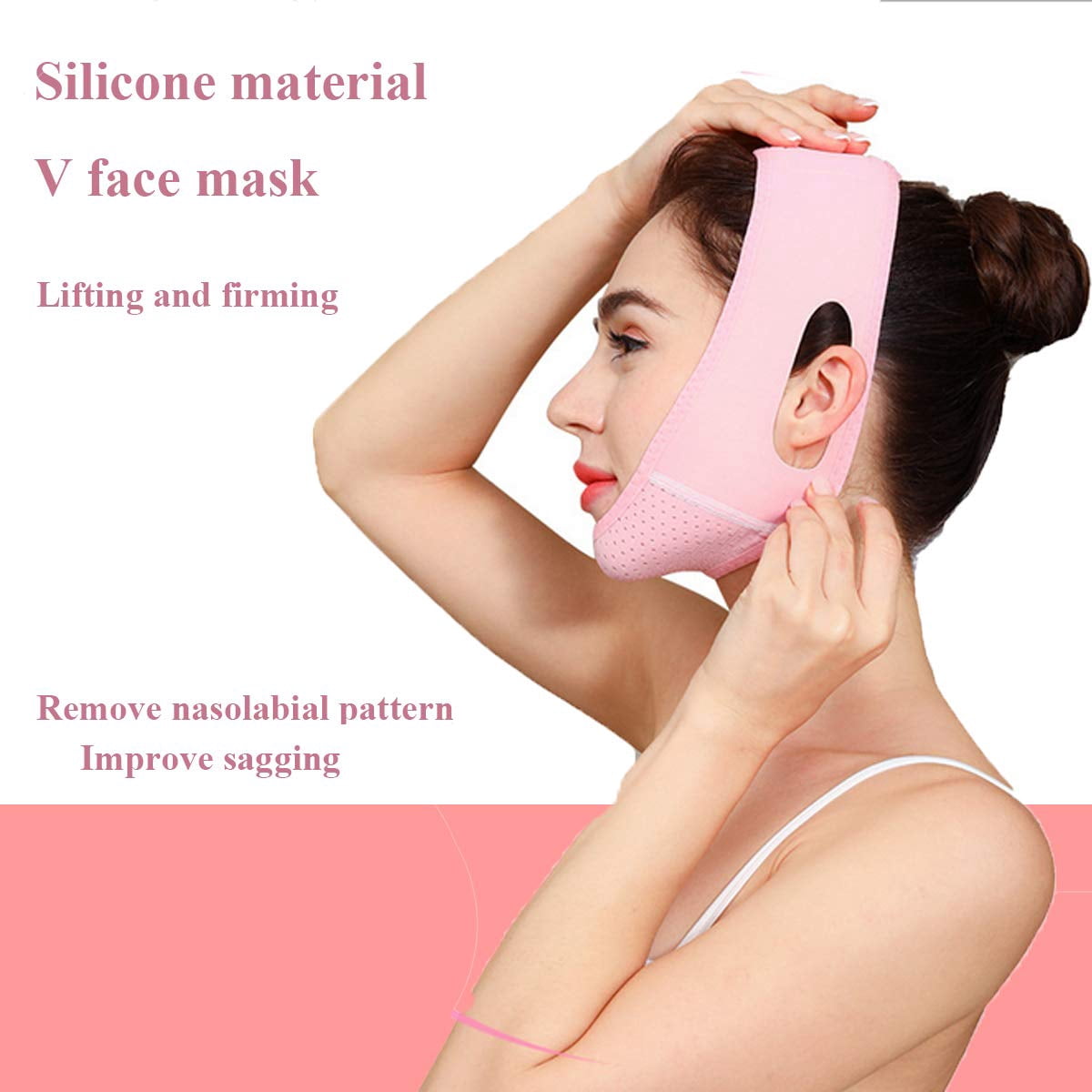 Bandeau Amincissant Visage Réutilisable - Soie Glacée, Ajustable - Vert - Neuf