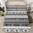 thumbnail image 2 of jejeloiu Vintage Aztec Print Queen Sheet Sets,Gray Black White Bed Set For Adults 4-Piece, 2 of 7
