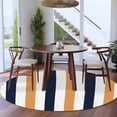 thumbnail image 4 of Orange Navy Blue Striped Round Living Room Rugs 5 ft, Modern Washable Area Rug with Non-Slip Sturdy Edge Binding Round Carpet for Entryway Kitchen Bedroom Bathroom, 4 of 9