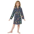 thumbnail image 6 of FORMRS Niños Bathrobe Unisex Hooded Robe Soft Plush Pajamas Sleepwear, Size 2-3T, Dark Blue Christmas, 6 of 7