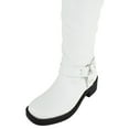 thumbnail image 5 of Berness Women Knee High Boots Buckle Strap Riding Side Zippers Short Block Heel SPENCER White PU 7.5, 5 of 6