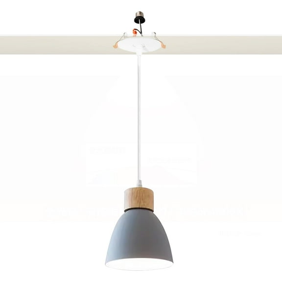 Kiven Modern Can Lights Retrofit Recessed Lighting with E26 Power Outlet Adapter, Replacement Conversion Kit for 2-3.5in Holes, Farmhouse Pendant Lighting Fixture for Hallway Kitchen,1 Light,Grey