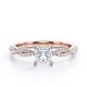 thumbnail image 1 of JeenMata Anillo de Compromiso de 4 Puntas con Diamantes de Talla Princesa con Detalles Pavé en Oro Rosa de 10 K, 1 of 6
