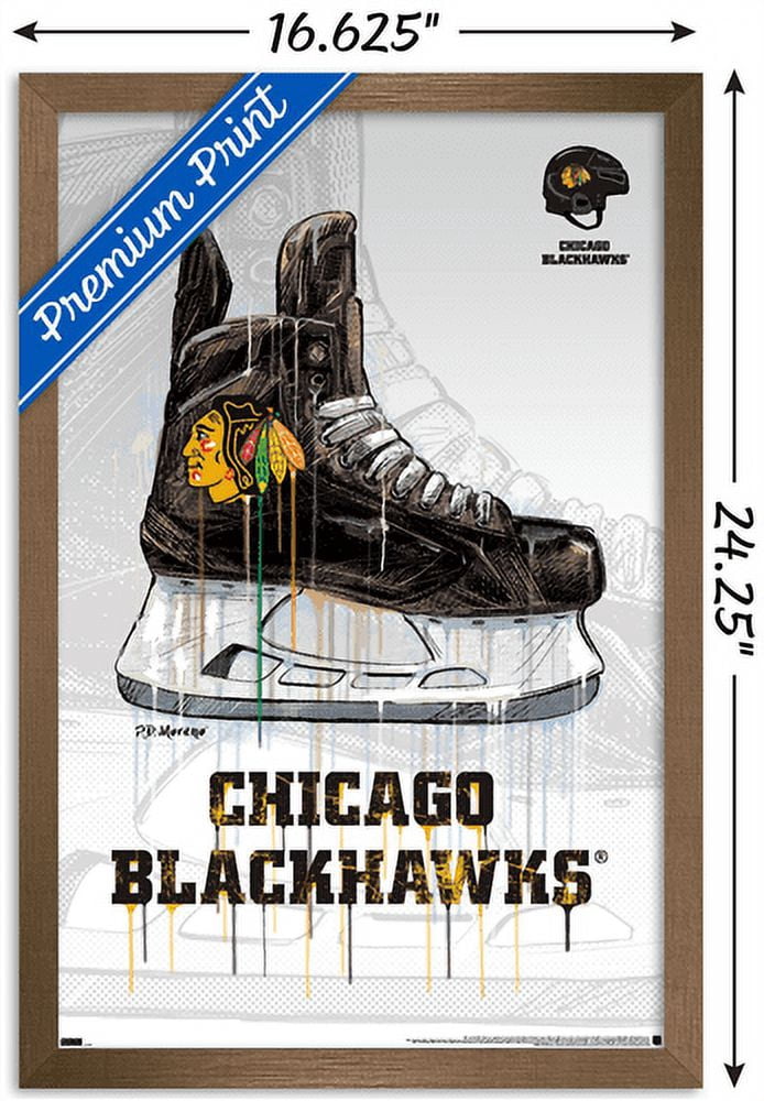 NHL Chicago Blackhawks - Drip Skate 21 Wall Poster, 14.725" x 22.375", Framed