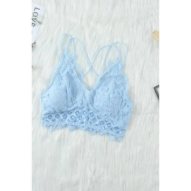 Women's Sky Blue Lace Bralette with Lining 