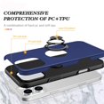 thumbnail image 2 of TopSave "Hidden Series" Solid Color PC Back Combine w/Inner Black TPU Bumper Kickstand Armor Case For iPhone 16 Pro Max (6.9"), Navy Blue, 2 of 3