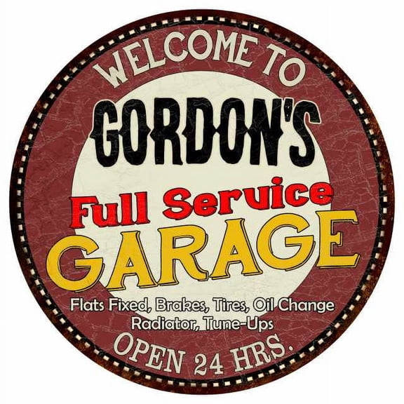 Gordon's Full Service Garage 12" Round Metal Sign Man Cave Décor 200120037287