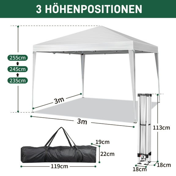 3 x 3m Practical Waterproof Right-Angle Folding Tent White