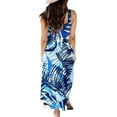 thumbnail image 7 of Bigersell Spring Dresses Boho Summer Maxi Dress for Women Summer Casual Criss Cross Sundress Sleeveless Split Long Beach Dress with Pockets Women T-Shirt Dress Style Female Extra long Dresses Blue XXL, 7 of 7