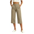 thumbnail image 2 of Capri Pants for Women Lightweight High Waist Straight Leg Quick Dry Business Casual Work Travel Cargo Pants with Pockets S-2XL, 2 of 7