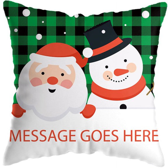 Yidarton Christmas Linen Pillowcase Green Plaid Car Sofa Cushion Cover Printing Pattern Short Plush Pillow Cover